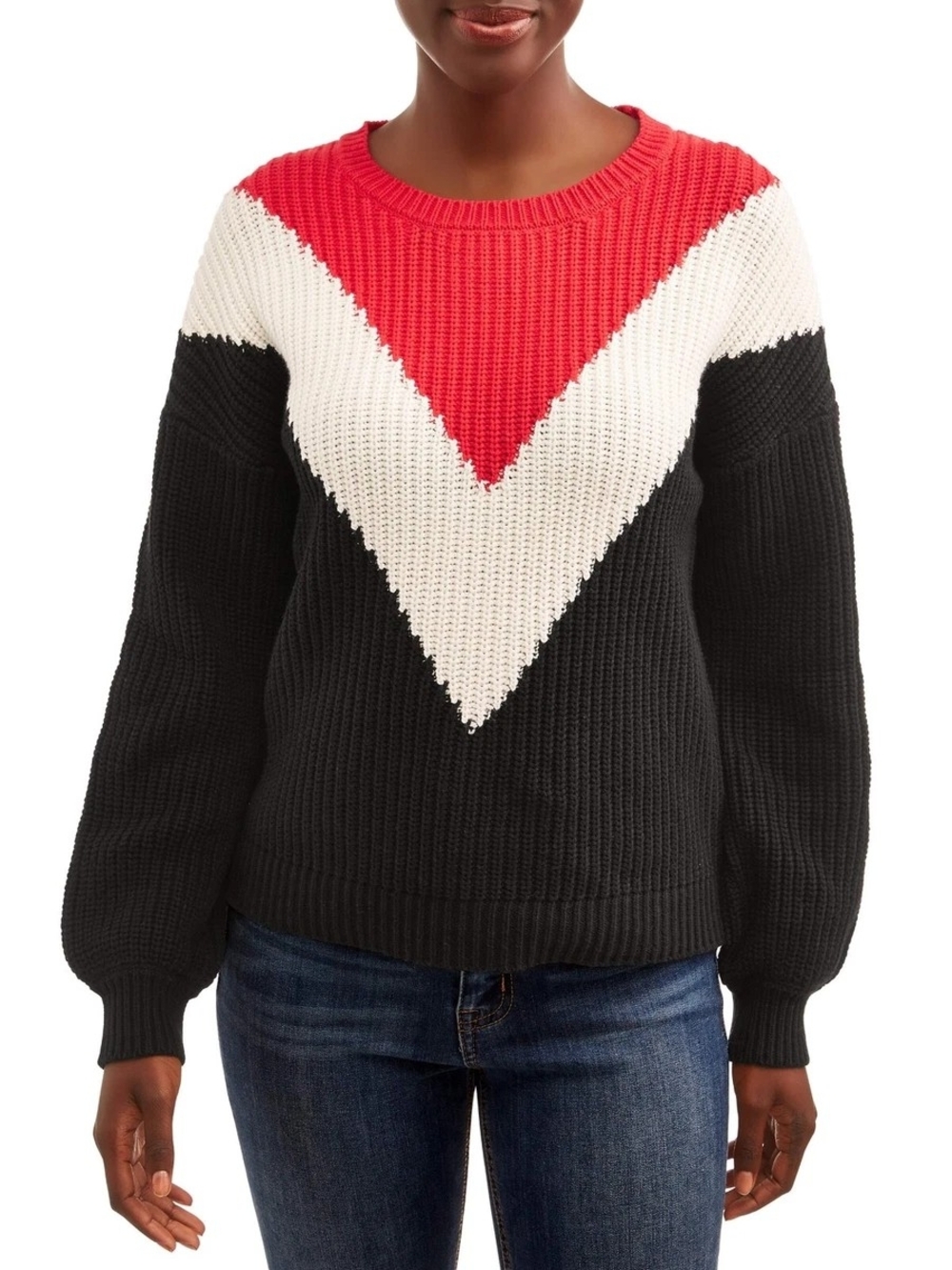 Women's Plus Size XXL Chevron Colorblock Crewneck Sweater